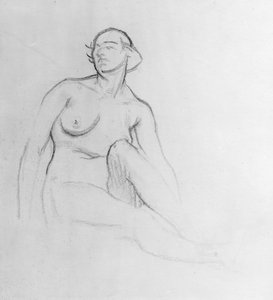Tutkimus alaston naisesta, 1915 (hiili paperilla)